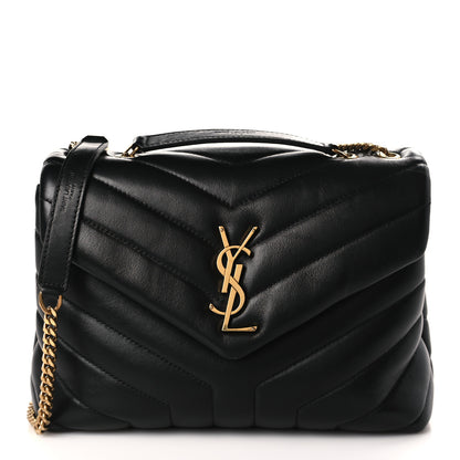 Saint Laurent Calfskin Y Quilted Monogram Small Loulou Chain Satchel Black 1 of 9