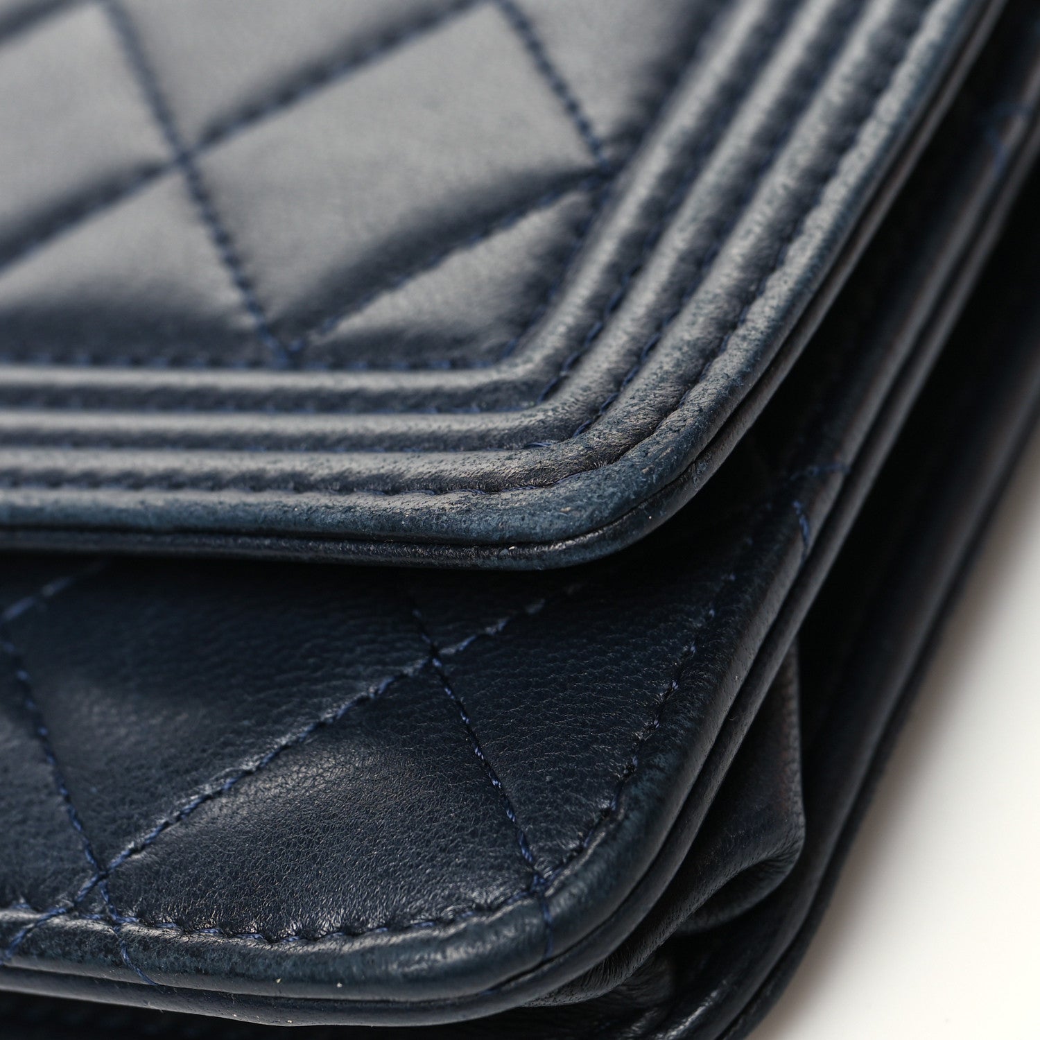 Chanel Lambskin Quilted Boy Wallet On Chain WOC Navy Blue 14 of 16