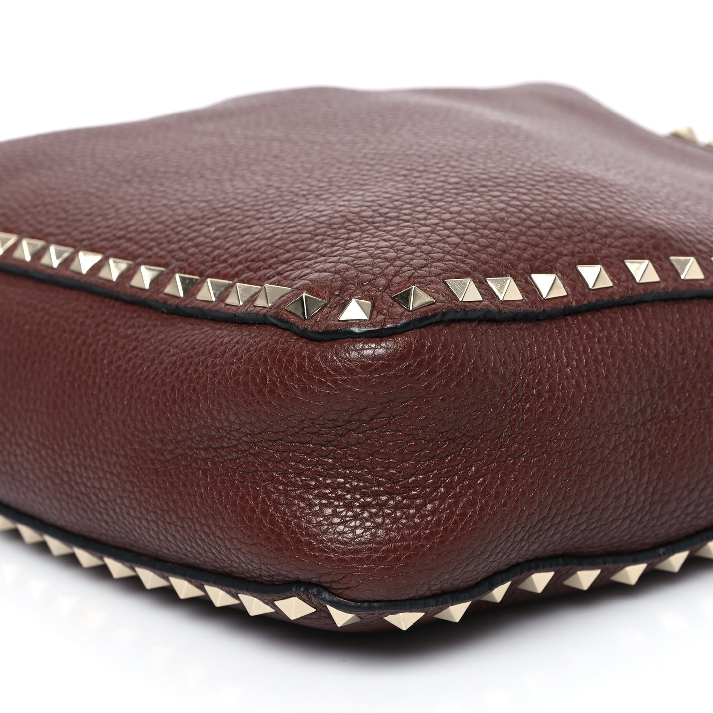 Pebbled Calfskin Large Rockstud Flip-Lock Messenger Bag Brown