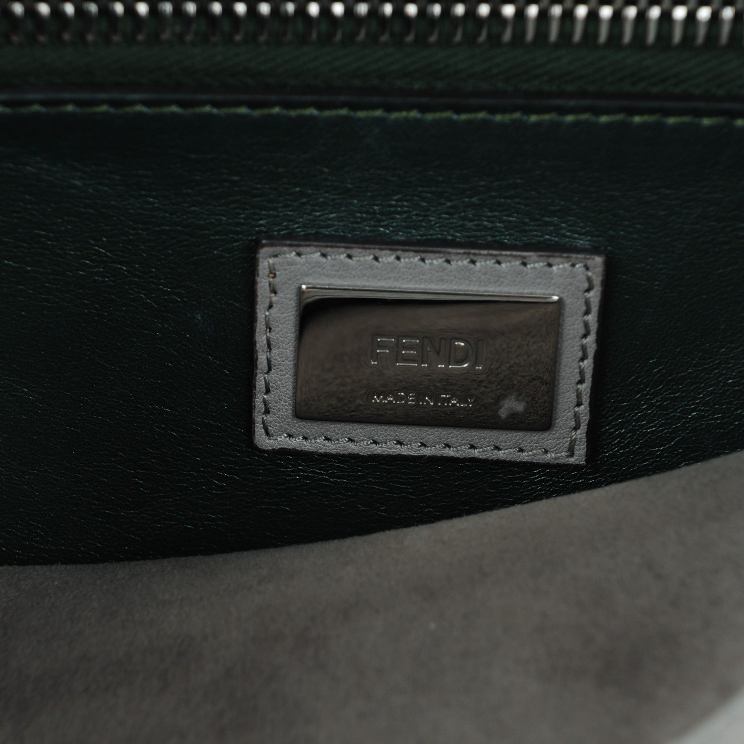 Fendi Vitello Dolce Marmol Large Peekaboo Iconic Satchel Asfalto Verde Salvia 6 of 8