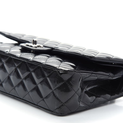 Chanel Striated Patent Quilted Medium Double Flap Black 9 of 10