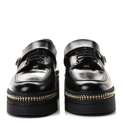 Chanel Shiny Calfskin Lace Up Platform Loafers 36 Black 5 of 8