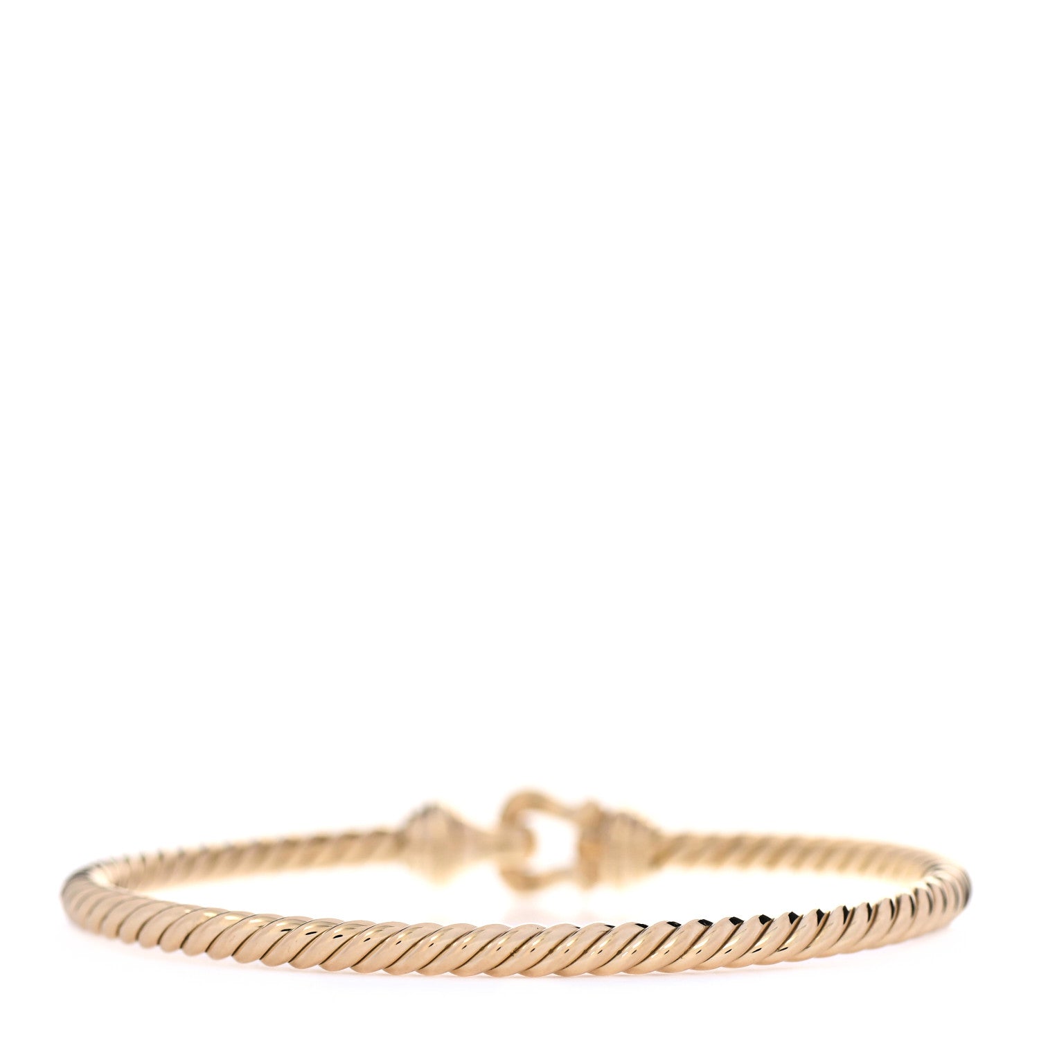 David Yurman 18K Yellow Gold Diamond 3.5mm Cable Buckle Bracelet 3 of 6