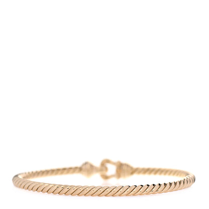 David Yurman 18K Yellow Gold Diamond 3.5mm Cable Buckle Bracelet 3 of 6