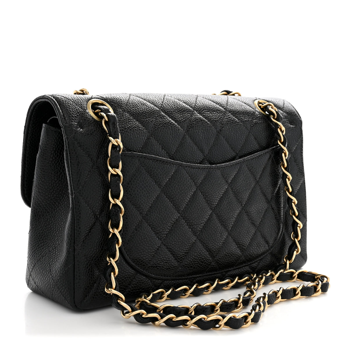 Caviar Quilted Small Double Flap Black