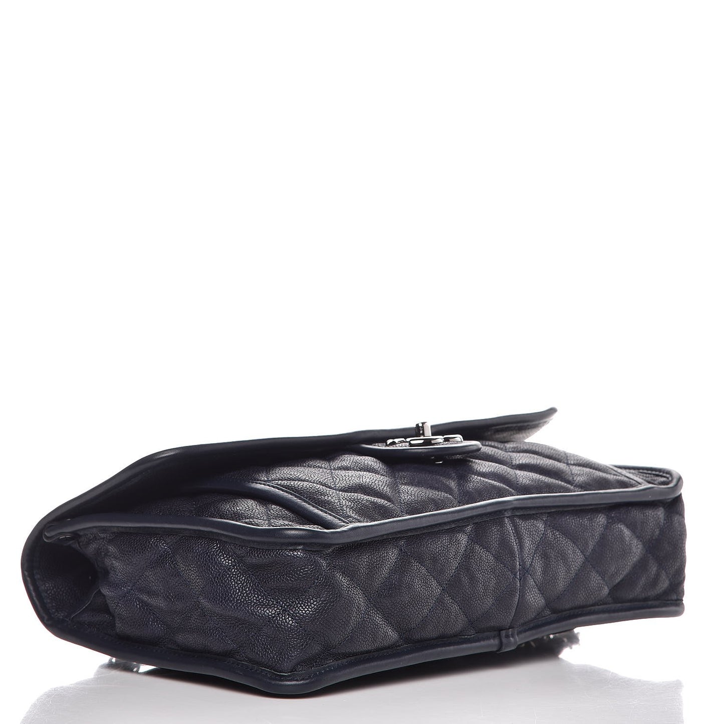 Caviar Quilted Large French Riviera Flap Navy Blue