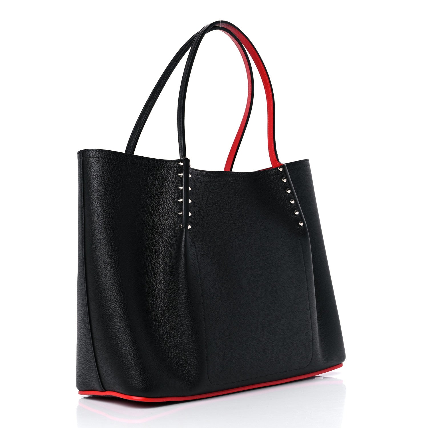 Christian Louboutin Calfskin Spiked Large Cabarock Shopper Tote Black 3 of 13
