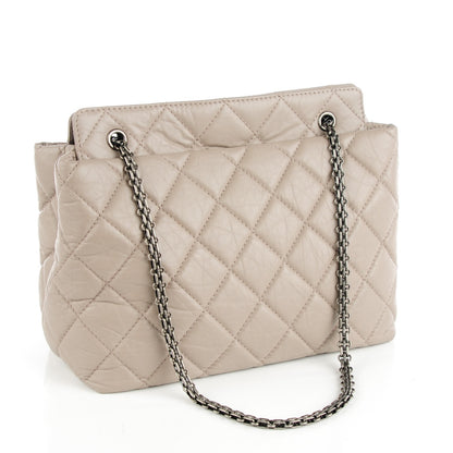 Chanel Aged Calfskin Quilted Reissue 2.55 Tote Light Grey 3 of 7