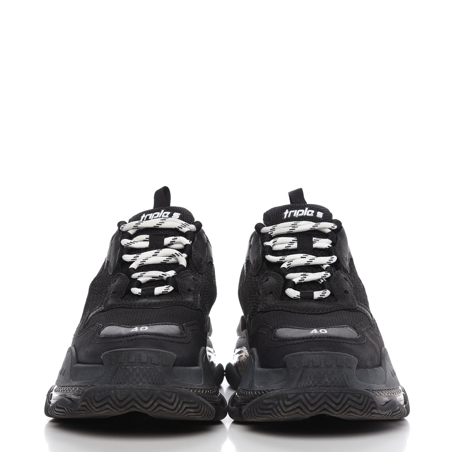 Fabric Mesh Clear Sole Mens Triple S Sneakers 40 Black
