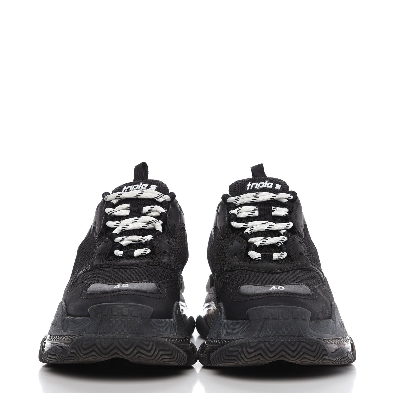 Balenciaga Fabric Mesh Clear Sole Mens Triple S Sneakers 40 Black 2 of 9