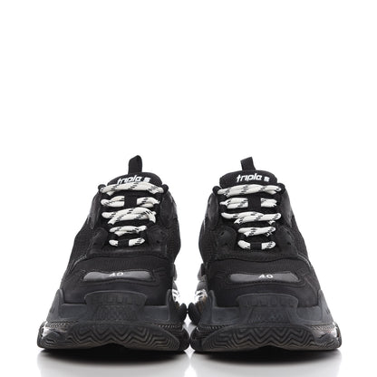 Balenciaga Fabric Mesh Clear Sole Mens Triple S Sneakers 40 Black 2 of 9