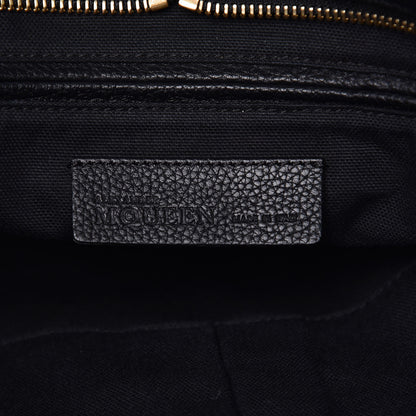 Alexander McQueen Pebbled Calfskin Large Skull Padlock Zip Around Tote Black 6 of 13