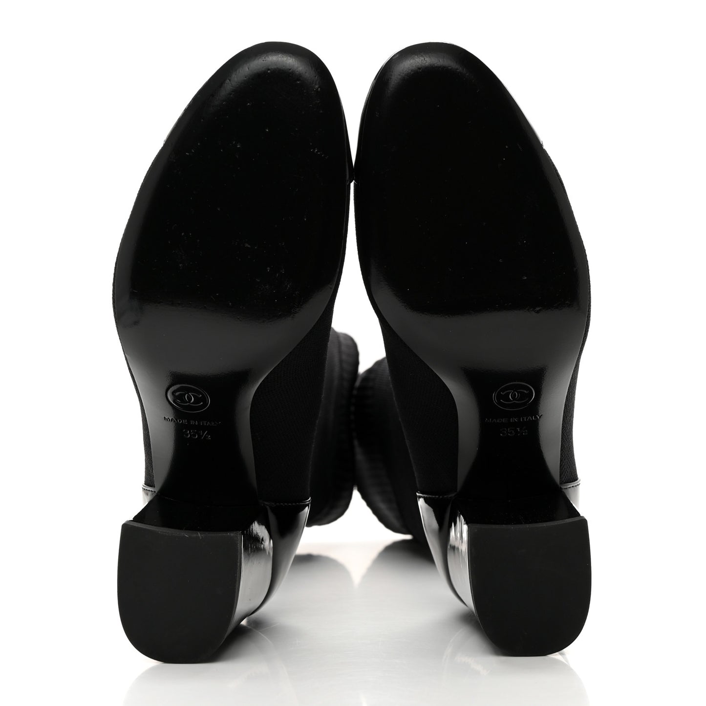 Patent Knit Cap Toe CC Sock Boots 35.5 Black