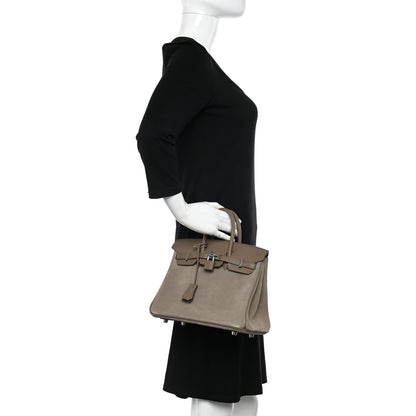 Hermes Veau Doblis Swift Grizzly Birkin 25 Gris Caillou Etoupe 2 of 10