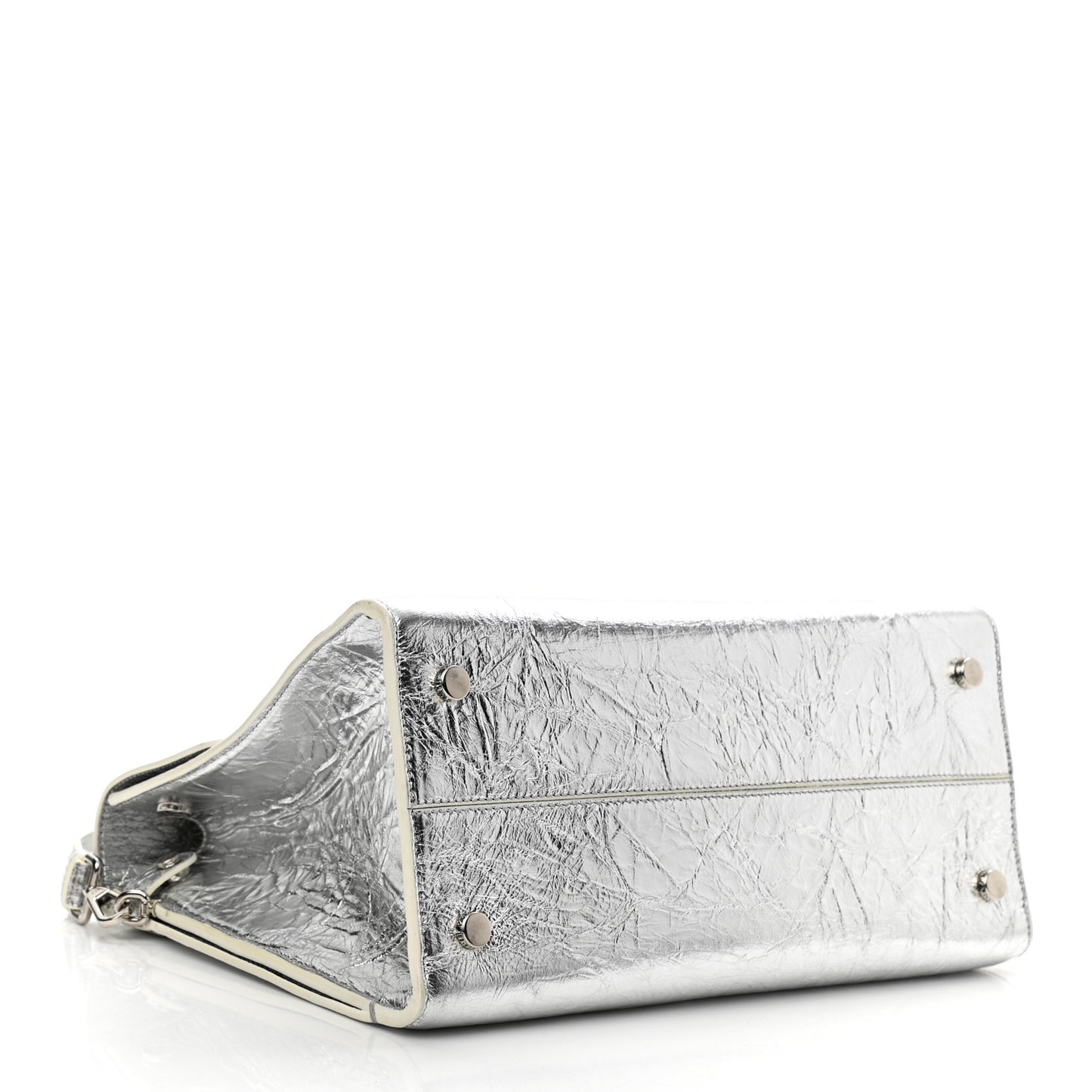 Metallic Calfskin Medium Diorever Flap Silver