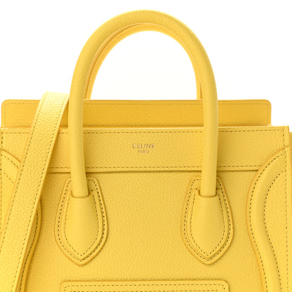 Celine Drummed Calfskin Nano Luggage Citron 8 of 10