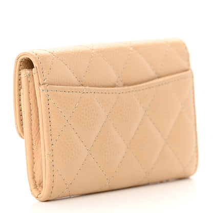 Chanel Caviar Quilted Flap Card Holder Wallet Beige 3 of 10
