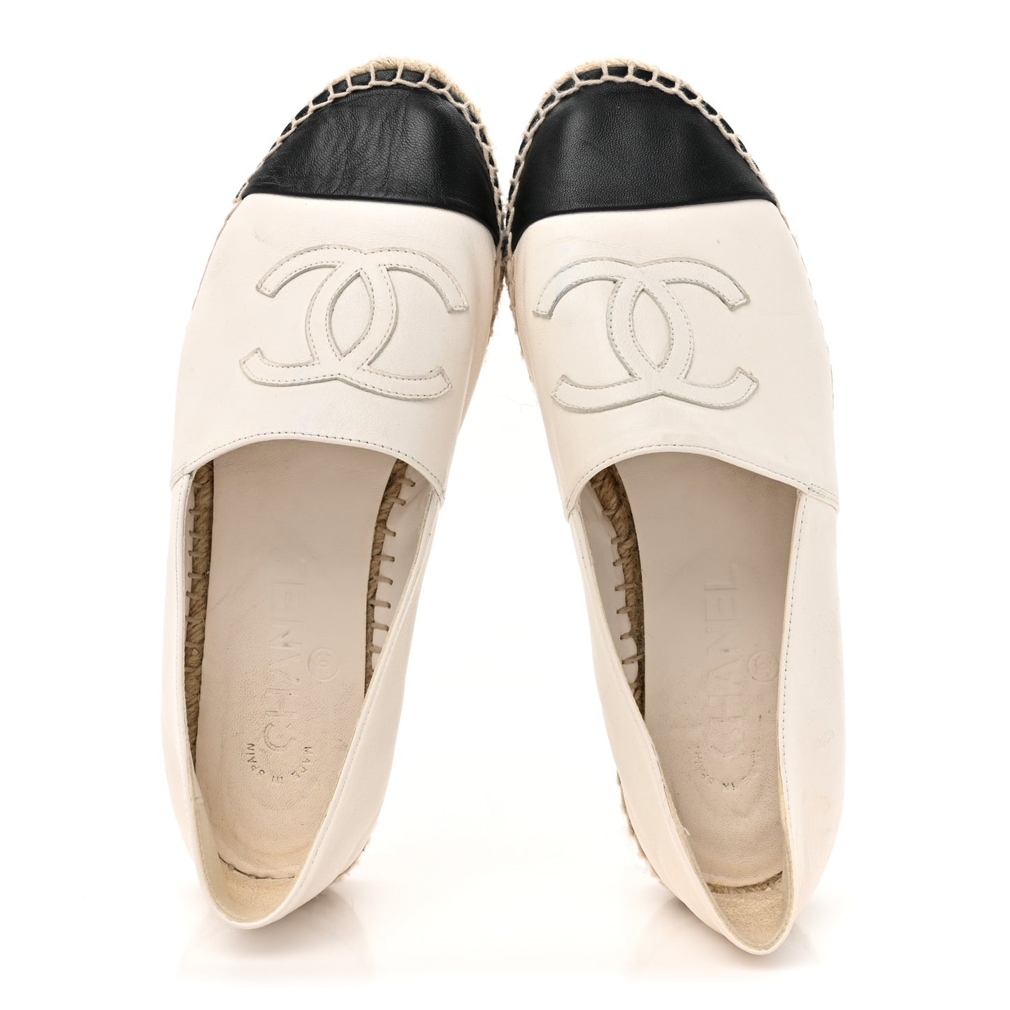 Lambskin CC Espadrilles 37 White Black