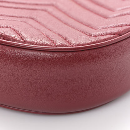 Gucci Glazed Calfskin Matelasse Heart Mini GG Marmont Round Shoulder Bag Romantic Cerise 9 of 9