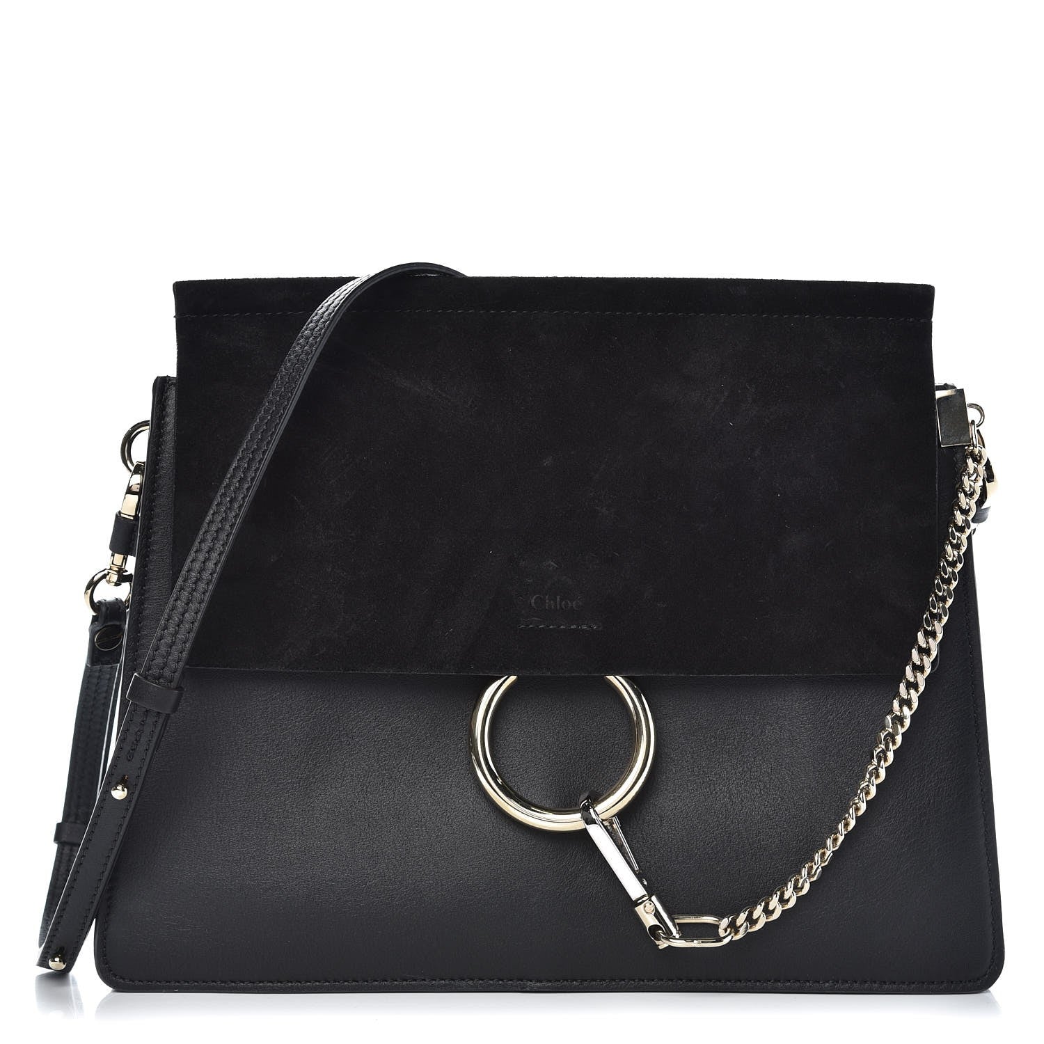Chloe Suede Calfskin Medium Faye Shoulder Bag Black 1 of 9