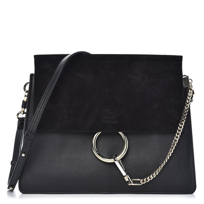 Chloe Suede Calfskin Medium Faye Shoulder Bag Black 1 of 9