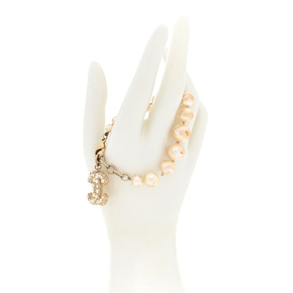 Chanel Crystal Pearl CC Bracelet Gold 2 of 7