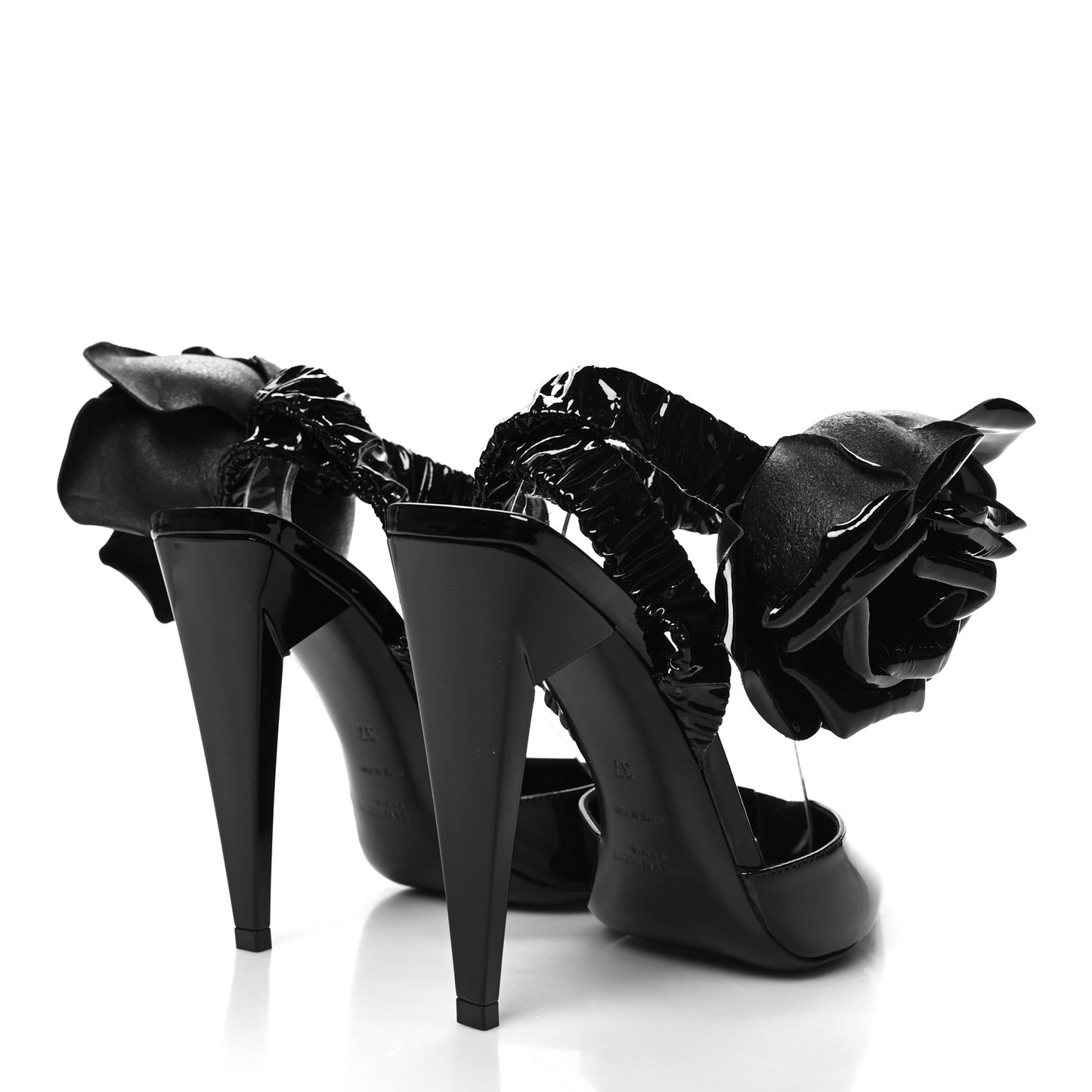 Patent Freja 105 Flower Ankle Pumps 37.5 Black