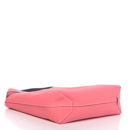 Hermes Taurillon Clemence Double Sens 30 Reversible Tote Bleu Nuit Rose Azalee 6 of 15