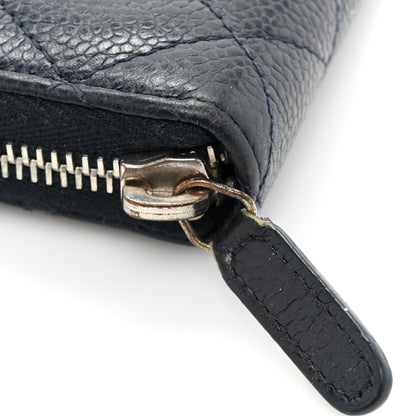 Chanel Caviar Quilted Large Gusset Zip Around Wallet Navy 17 of 22