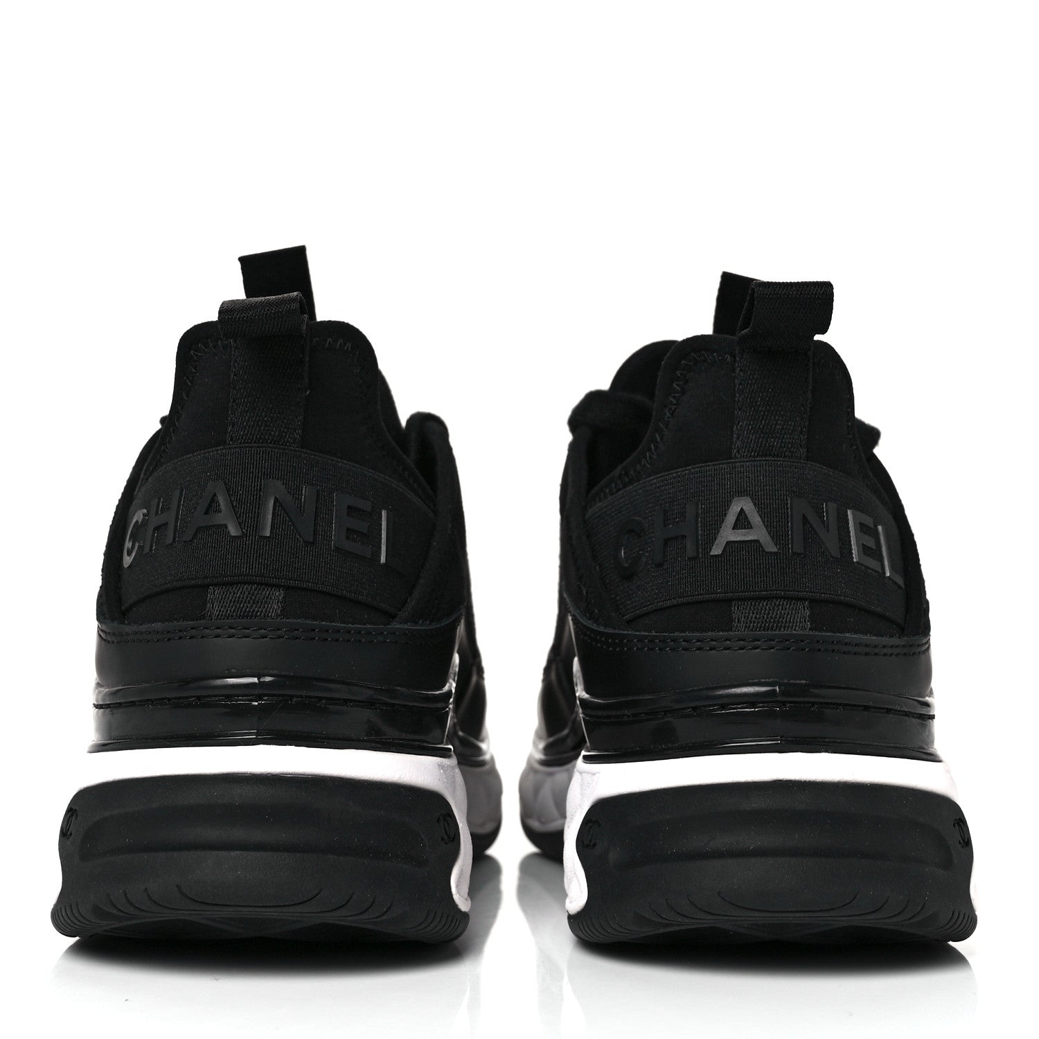 Chanel Velvet Calfskin Mixed Fibers CC Sneakers 37.5 Black 5 of 10