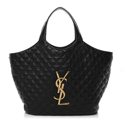 Saint Laurent Lambskin Quilted Maxi Icare Shopping Tote Black 1 of 11