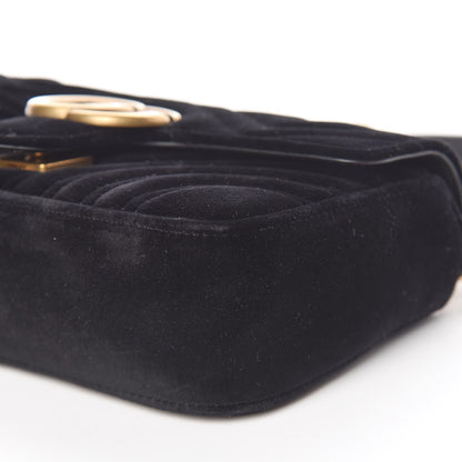 Gucci Velvet Matelasse Mini GG Marmont Shoulder Bag Black 7 of 10