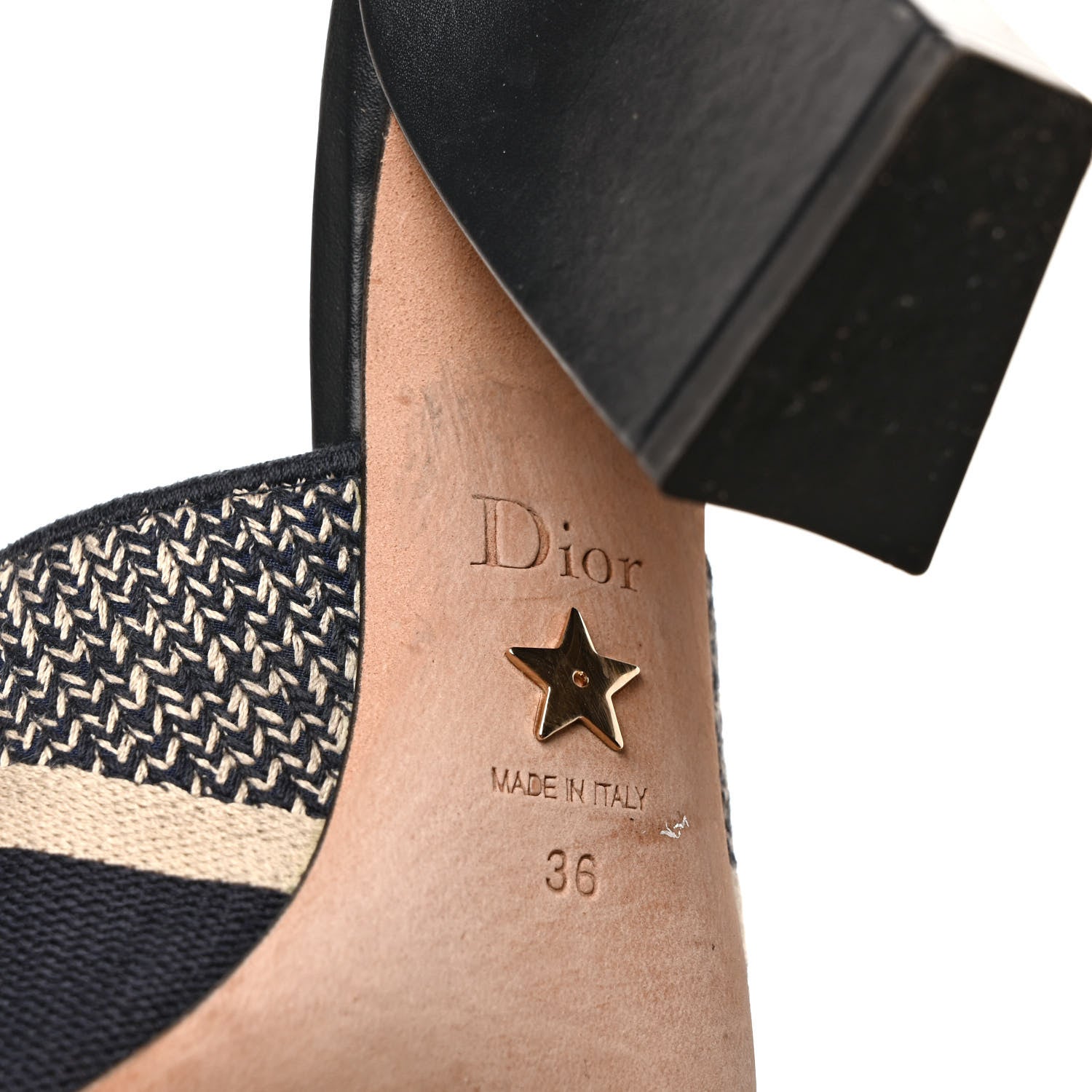 Christian Dior Cotton Embroidered Dway 85mm Slide Sandals 36 Deep Blue 6 of 8