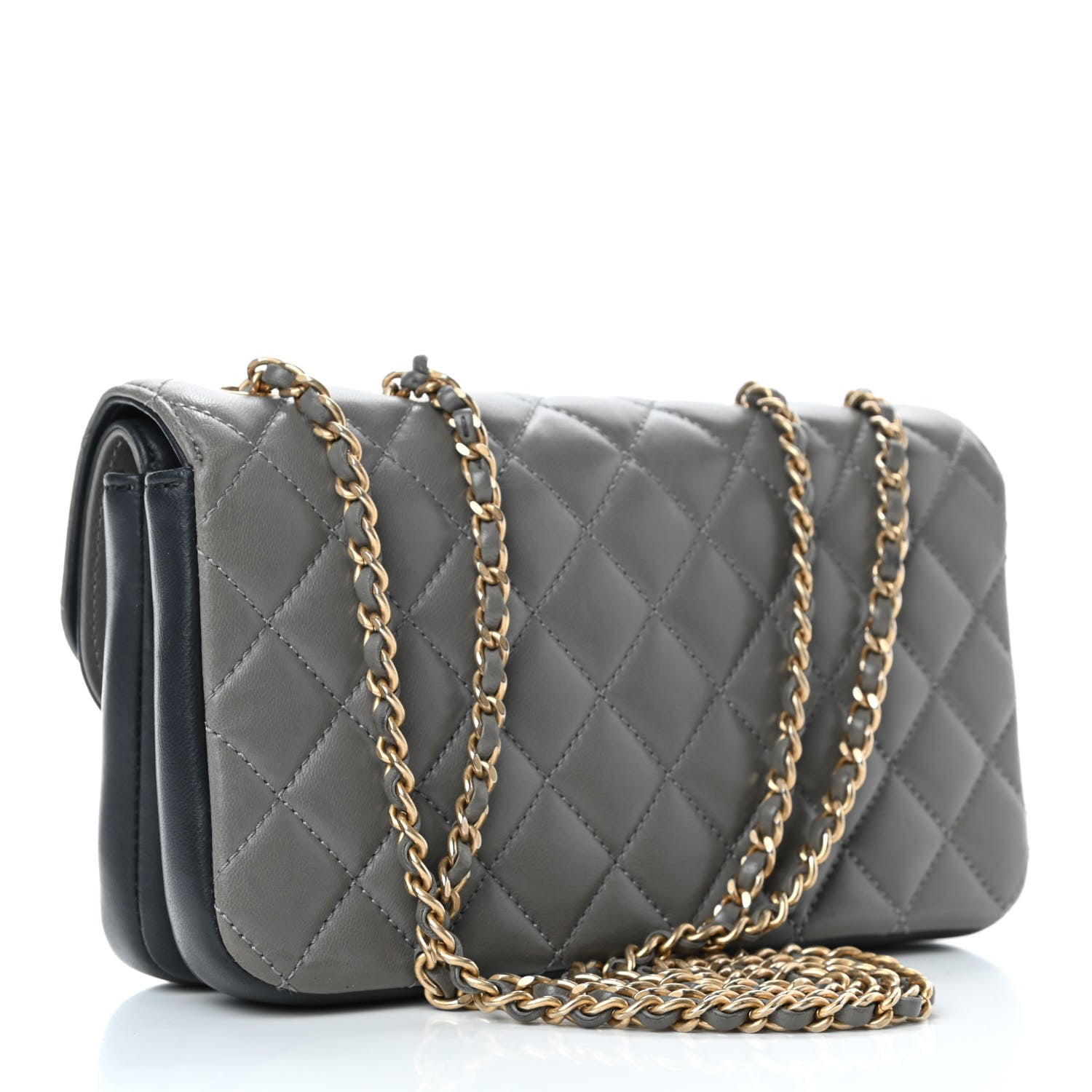 Chanel Lambskin Quilted Small CC Chic Flap Grey Dark Navy 2 of 5