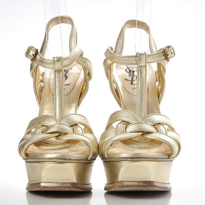 Saint Laurent Metallic Nappa Tribute 105 Platform Sandals 36.5 Light Gold 2 of 14