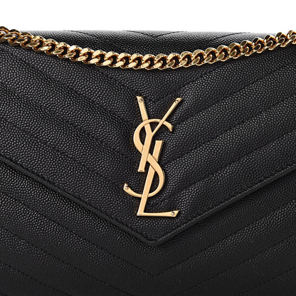 Saint Laurent Grain De Poudre Matelasse Chevron Monogram Chain Wallet Black 13 of 13