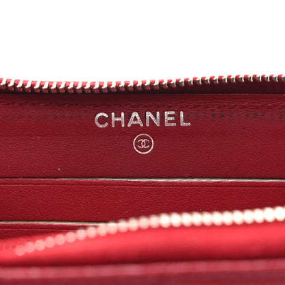 Chanel Caviar Quilted Medium Zip Around Wallet Red 6 of 9