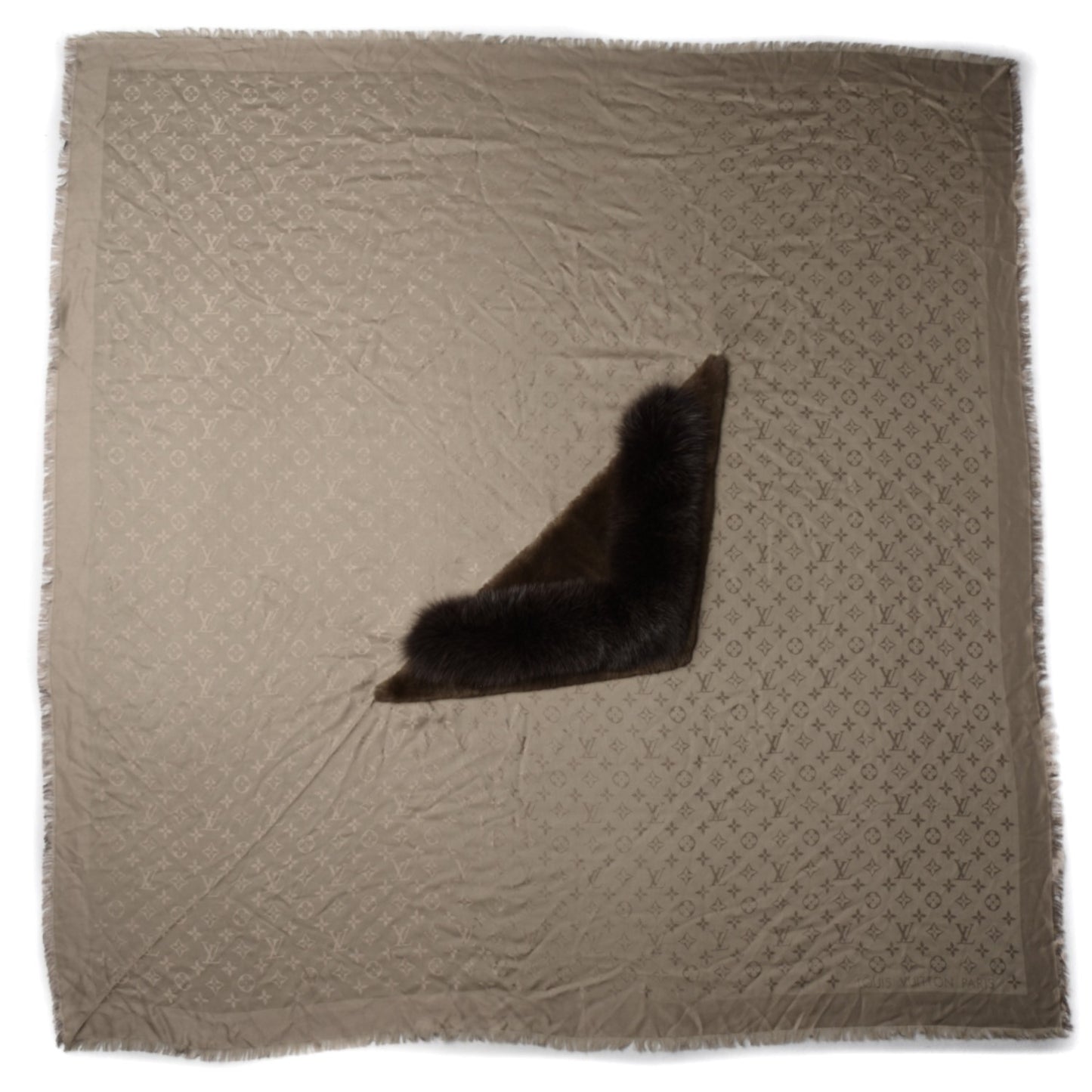 Monogram V Fur Shawl Verone