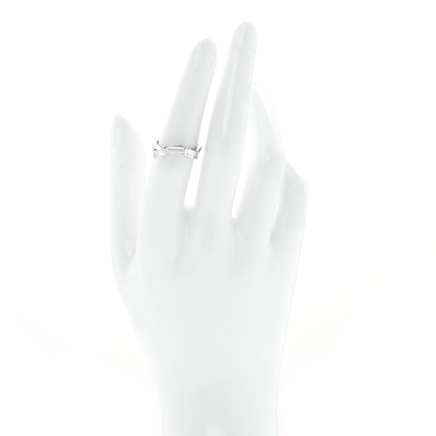 Platinum Diamond Three Baguette Ring 50 5.5