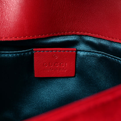 Gucci Velvet Matelasse Mini GG Marmont Shoulder Bag Hibiscus Red 6 of 10