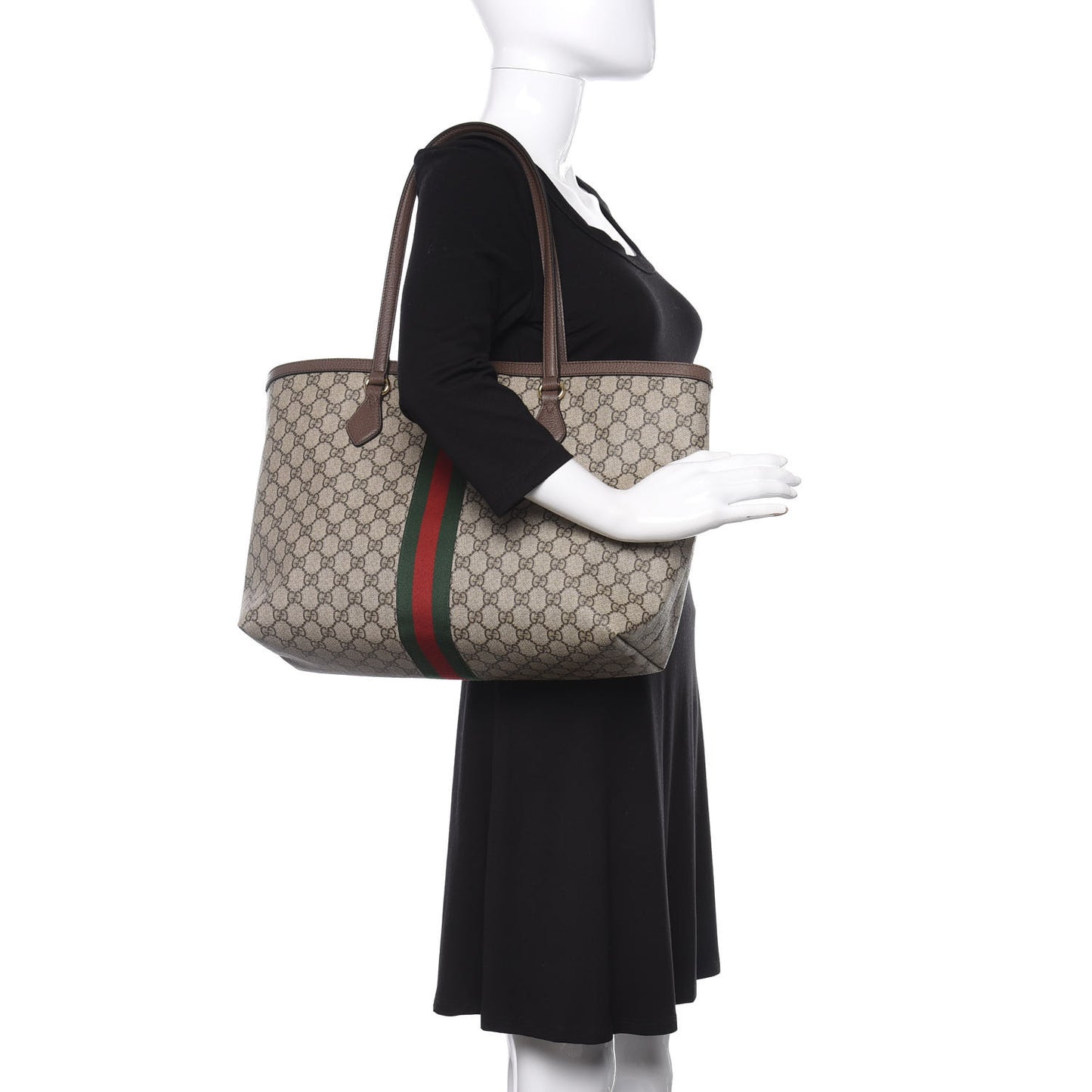 GG Supreme Monogram Medium Ophidia Shopping Tote Brown