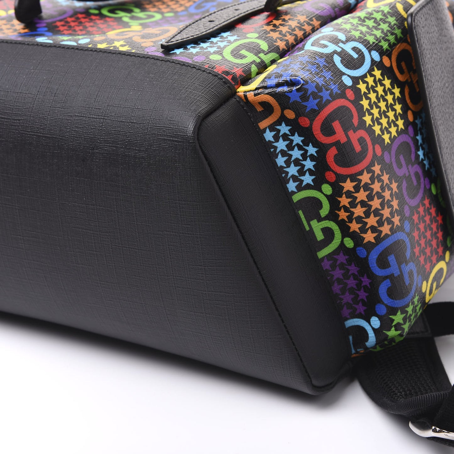 GG Supreme Monogram Psychedelic Medium Double Buckle Backpack Black Multicolor