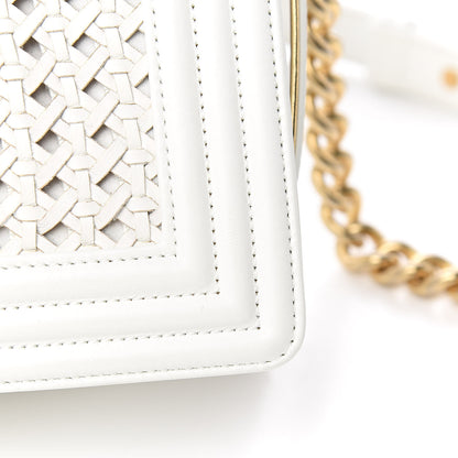 Chanel Sheepskin Braided New Medium Boy Reverso Flap White 14 of 16