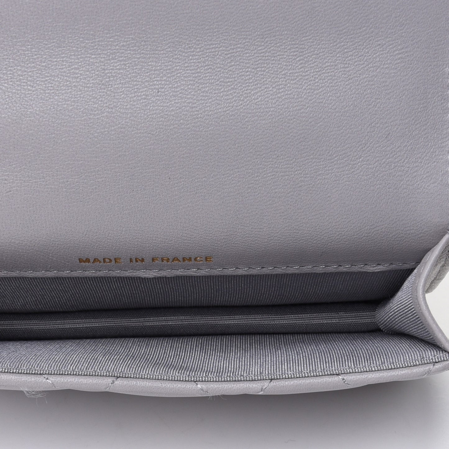 Lambskin Quilted Top Handle Flap Coin Purse With Chain Grey