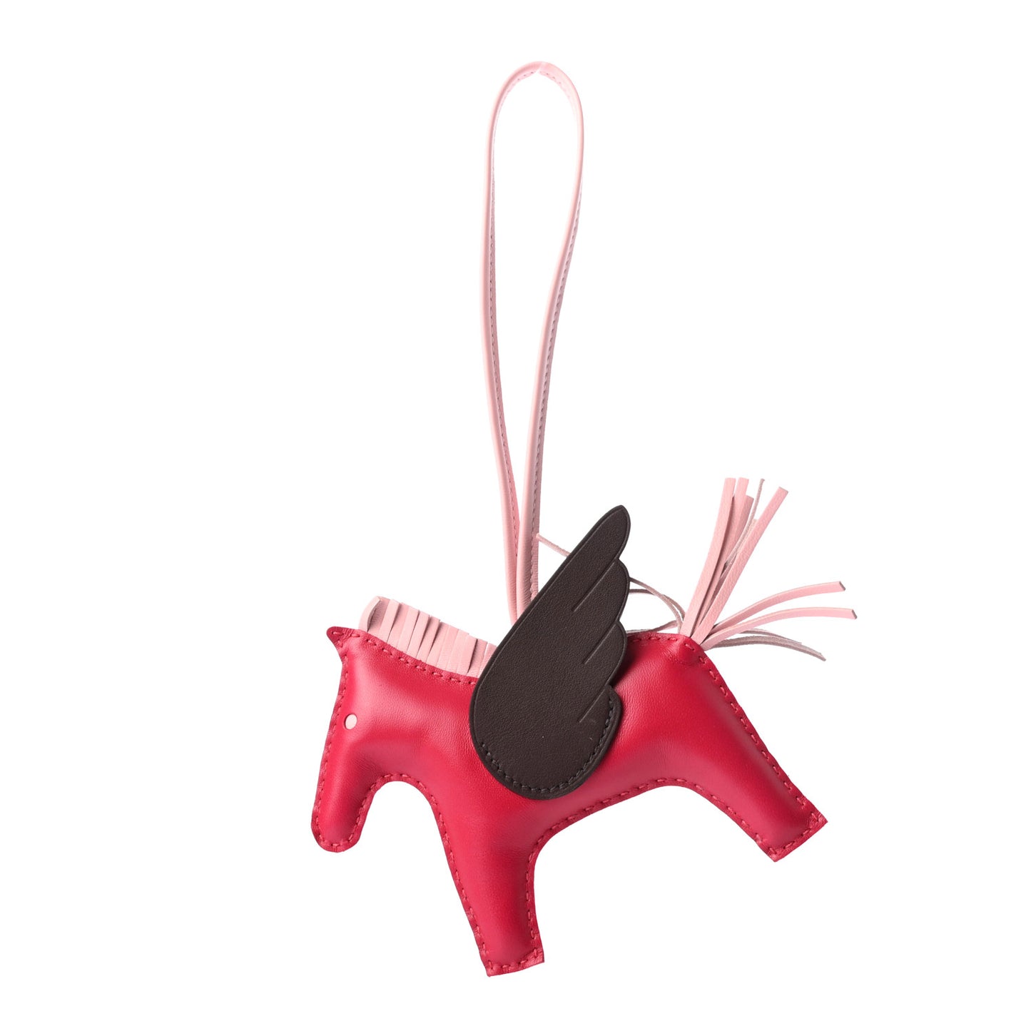 Milo Lambskin Grigri Rodeo Pegase Horse Bag Charm MM Framboise Rose Sakura Rouge Sellier