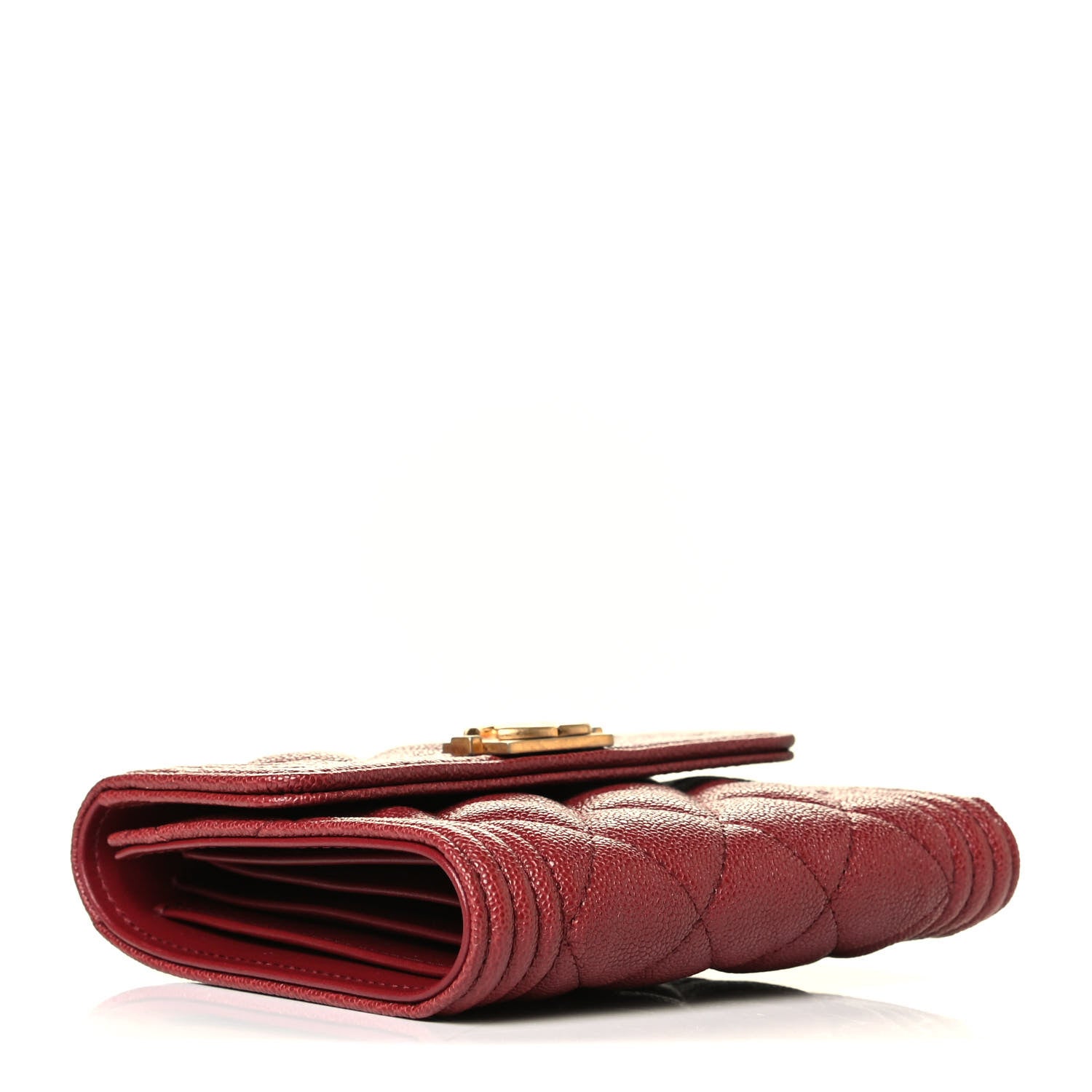 Chanel Caviar Quilted Compact Boy Wallet Burgundy 3 of 6