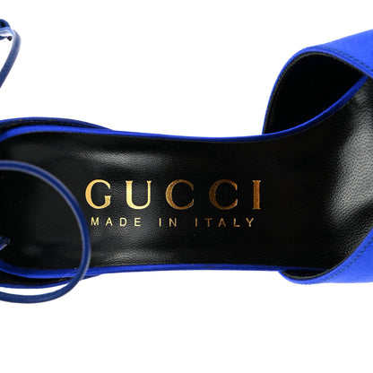 Gucci Nappa Fabric Priscilla Ankle Cuff Pumps 37 Electric Blue 6 of 9