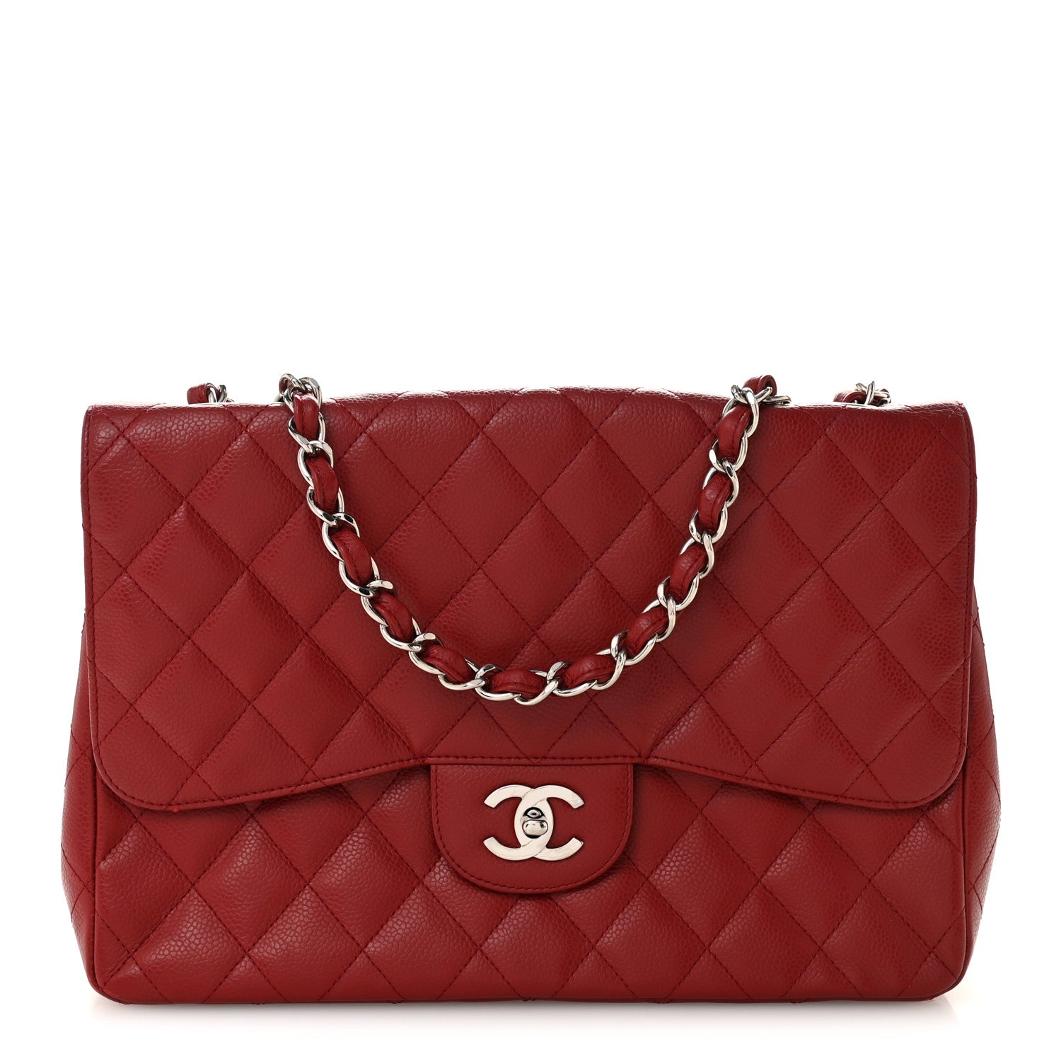 Chanel Caviar Quilted Jumbo Single Flap Dark Red 1 of 14