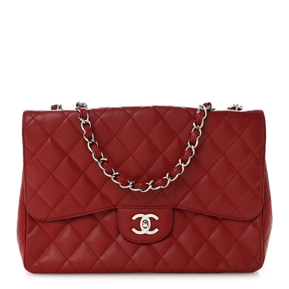 Chanel Caviar Quilted Jumbo Single Flap Dark Red 1 of 14