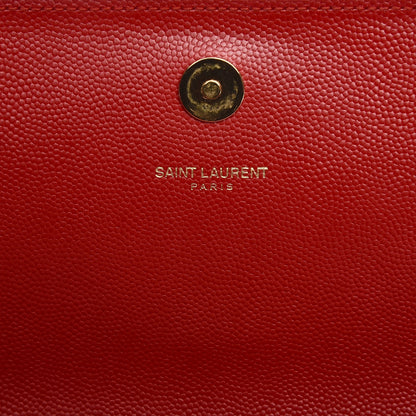 Saint Laurent Grain De Poudre Classic Monogram Clutch Red 6 of 7